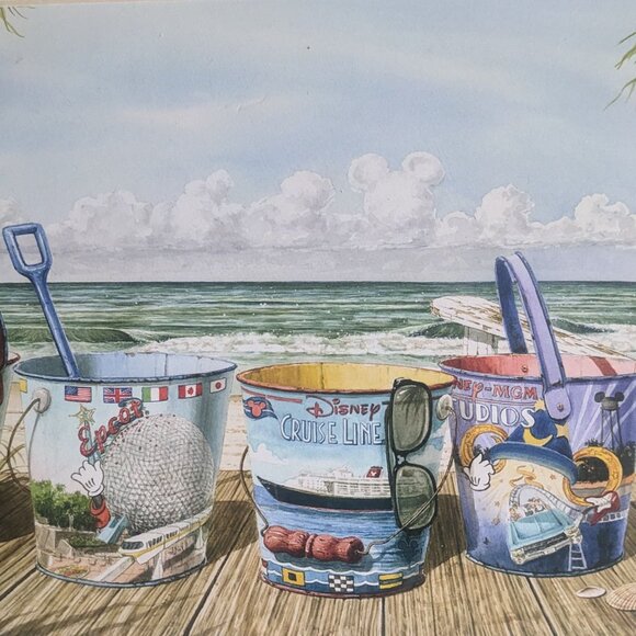Disney David Doss 11x14 Print "Summer Magic" Beach Sand Buckets 2005 art PP-408 - Picture 3 of 4
